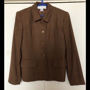 Rena Rowan Saville 100% Worsted Wool Blazer 8🎈Classic workwear casual brown